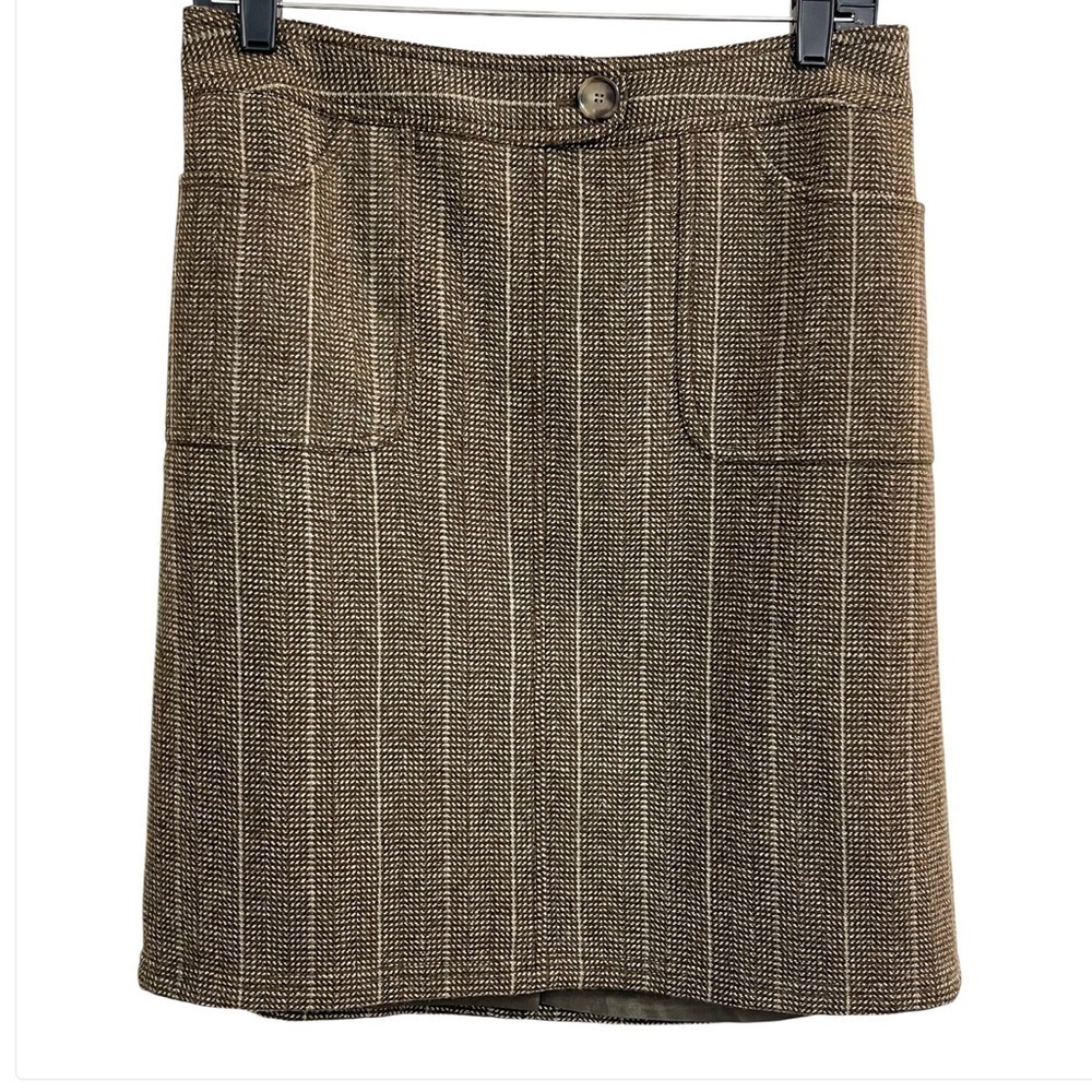 Ann Taylor skirt with pinstripe pattern,herringbone texture, pockets Women 6